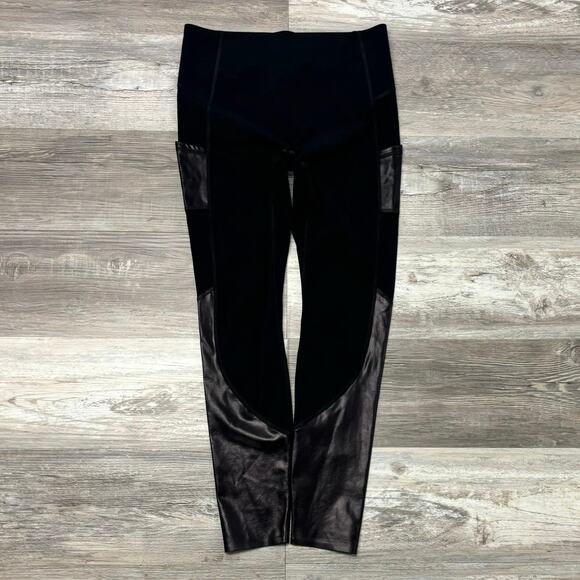 Spanx Everywear Gloss Black M‎ Metallic Panel Pullover Yoga Gym Fitness Legging - Picture 2 of 12